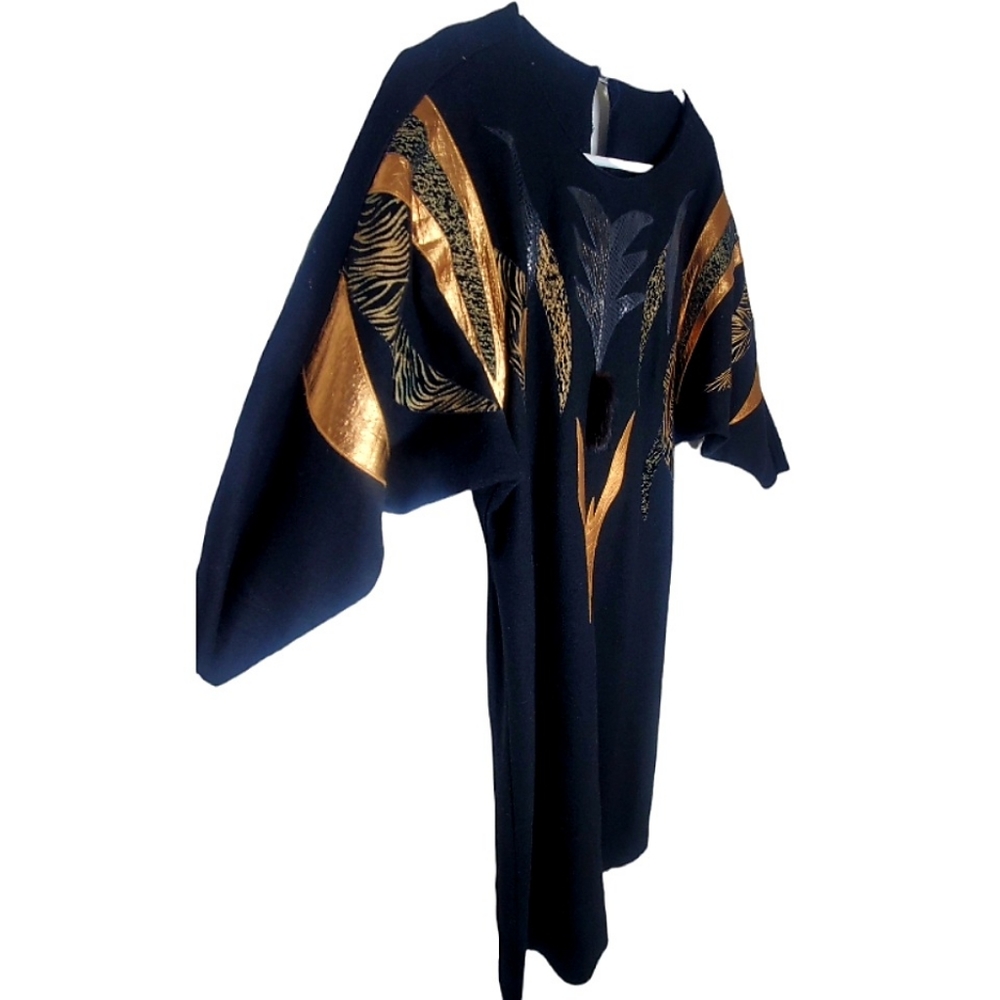 SOLD‼️‼️ Black Vintage Dress Sleeves Mixed Leather Patch work